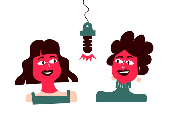 Podcasting Illustration Women Talking Stok Vektör