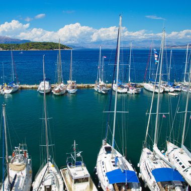 Marina port Korfu Adası Yunanistan