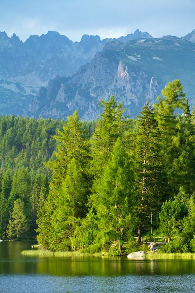 Štrbské pleso, vackra sjön i bergen Vysoké Tatry, Slovakien — Stockfoto