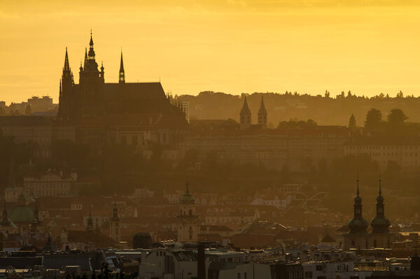 Beautiful old city sunset view. Prague, Czech Republic