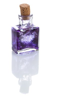 Eski cam InkWell kurutulmuş mavi mürekkep