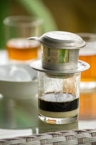 Glass   vietnamese   coffee — Stock Photo, Image