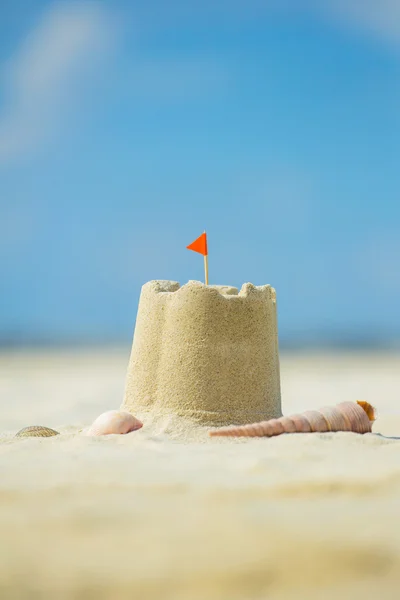 Sand castle on  beach — Stock Photo, Image