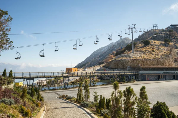 Babadag mountain with cable car to Oludeniz and Fethiye cities in Turkey. — Stock Photo, Image