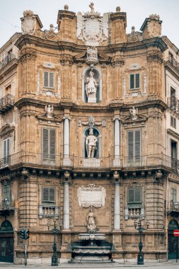 Quattro Canti, Piazza Vigliena Palermo, Sicilya, İtalya