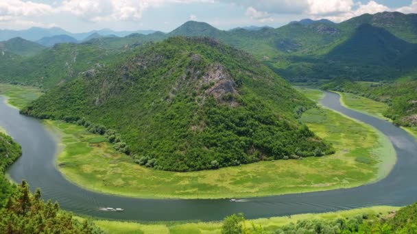 Rijeka Crnojevica rio desfiladeiro verão paisagem, lago Skadar em Montenegro — Vídeo de Stock