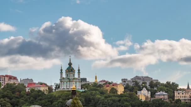 Sunset time lapse of the Saint Andrews Church in Kyiv, Ukraine — Stock Video