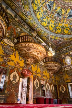 Kuzey Makedonya 'nın Kalkandere kentindeki Sarena Camija veya Dekoratif Cami' nin iç manzarası