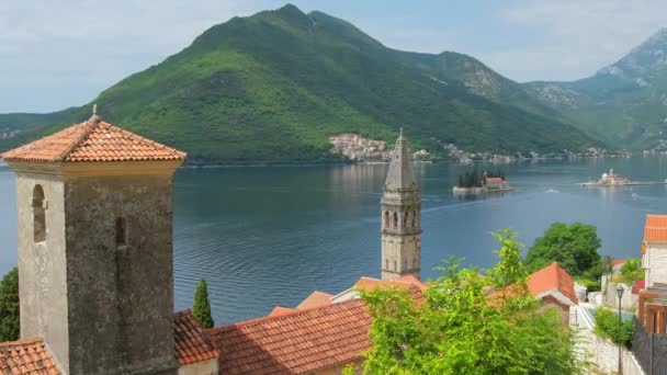 Pemandangan kota bersejarah Perast di Teluk Kotor, Montenegro — Stok Video
