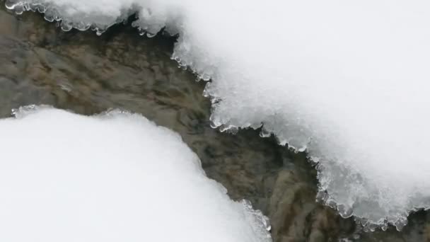 Topniejący lód na zimnej rzece wczesną wiosną. — Wideo stockowe