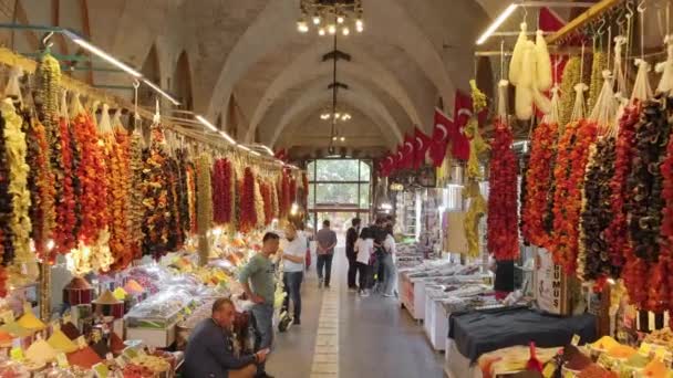 Старый базар Zincirli Bedesten в старом городе Газиантеп — стоковое видео
