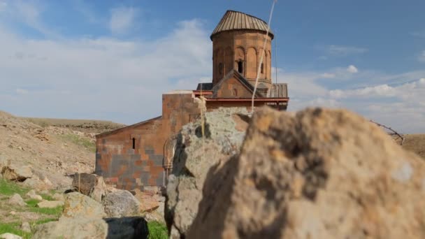 Zřícenina kostela Tigran Honents, Ani Ruins, Kars, Eastern Anatolia, Turecko — Stock video