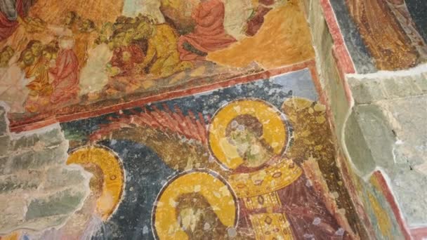 Fresco 's van de oude Byzantijnse kerk van Hagia Sophia in Trabzon, Turkije — Stockvideo