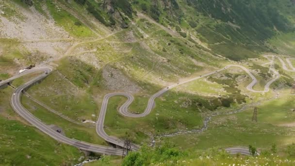 Rodovia Transfagarasan, a estrada mais bonita da Europa, Roménia — Vídeo de Stock