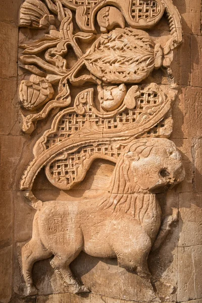 Detail of the entrance carving decoration of Ishak Pasha Palace in Agri city, Eastern Anatolia, Turkey. — Stock Photo, Image