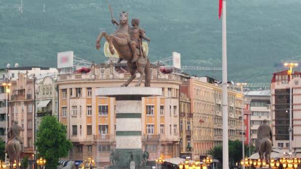 Macedonisch Plein in Skopje, Macedonië — Stockvideo
