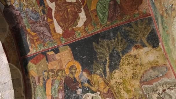 Frescoes of the ancient Byzantine church of Hagia Sophia in Trabzon, Turkey — Stock Video