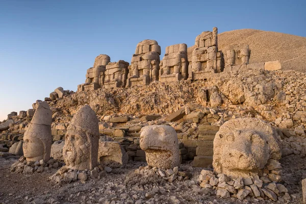 Antike Statuen Morgengrauen Auf Dem Nemrut Berg Der Türkei Antike — Stockfoto