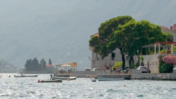 Vila Perast Pitoresca Kotor Bay Montenegro Edifícios Históricos Perast Baía — Vídeo de Stock