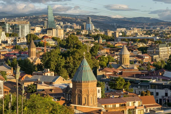 Тбілісі Грузія Країна Відкривається Краєвидом Грузії Tbilisi Cityscape Традиційними Грузинськими — стокове фото