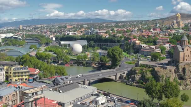 Stadtbild Von Tiflis Einem Sonnigen Tag Georgien Blick Von Oben — Stockvideo