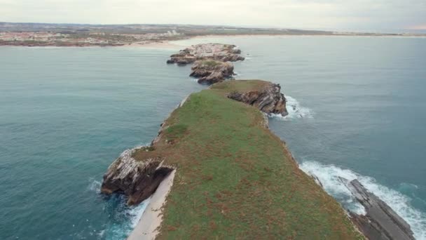 Vista Aérea Península Baleal Perto Cidade Peniche Costa Oeste Portugal — Vídeo de Stock