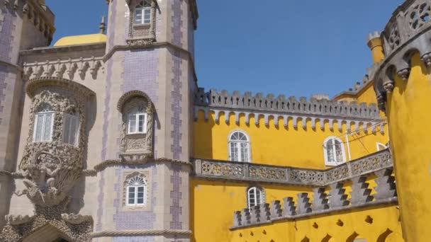 Palacio Pena Sintra Portugal Panorama Lento Del Palacio Nacional Pena — Vídeos de Stock