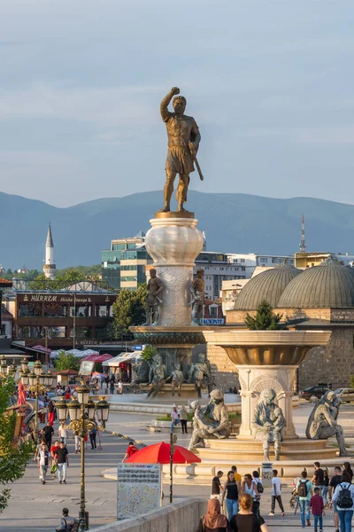 Szkopje Észak Macedónia 2021 Július Harcos Emlékmű Egyéb Szobrok Szkopje — Stock Fotó
