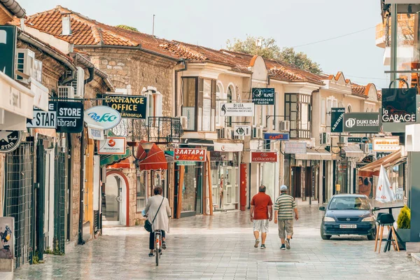 Ohrid Macedonia June 2021 Central Walking Street Ohrid Town Cafes — Foto de Stock