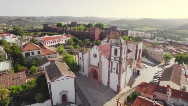 Vista Aérea Cidade Silves Com Famoso Castelo Medieval Catedral Região — Vídeo de Stock
