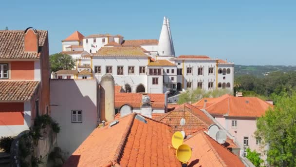 Sintra National Palace Sunny Day Sintra Town Portugal National Palace — Stockvideo