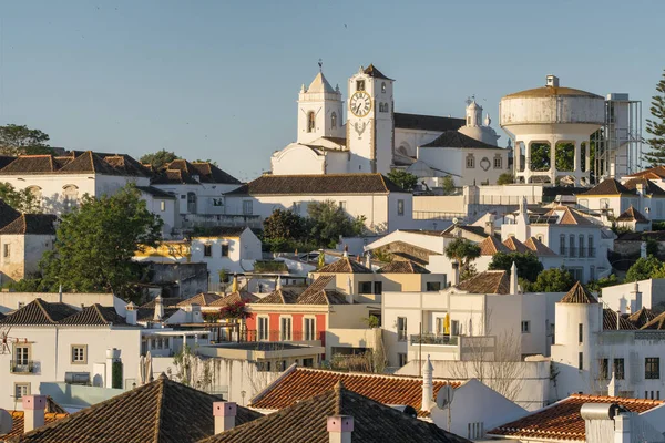 Cityscape Tavira Old Town Sunset Algarve Region Portugal Clock Tower — Foto de Stock