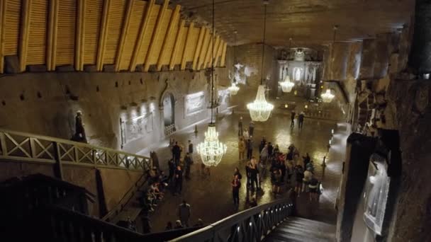 Krakow Poland July 2022 Interior Kingas Chapel Wieliczka Salt Mine — Vídeo de Stock
