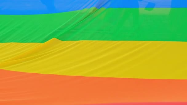 Big Rainbow Flag Waving Slow Motion Lgbt Pride Pride Community — Stock Video