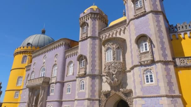 Pena Palace Sintra Portugal Panning Shot National Palace Pena Sintra — Stok video