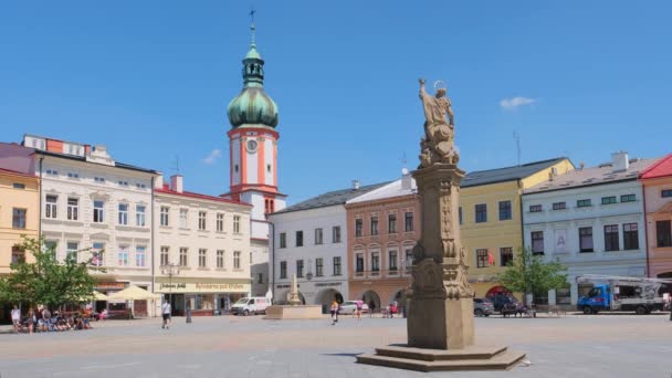 Frydek Mistek Τσεχική Δημοκρατία Ιουνίου 2022 Κεντρική Πλατεία Mistek Στην — Αρχείο Βίντεο