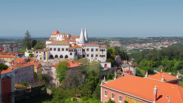 Sintra Ulusal Sarayı Güneşli Bir Günde Portekiz Sintra Kasabasında Ulusal — Stok video