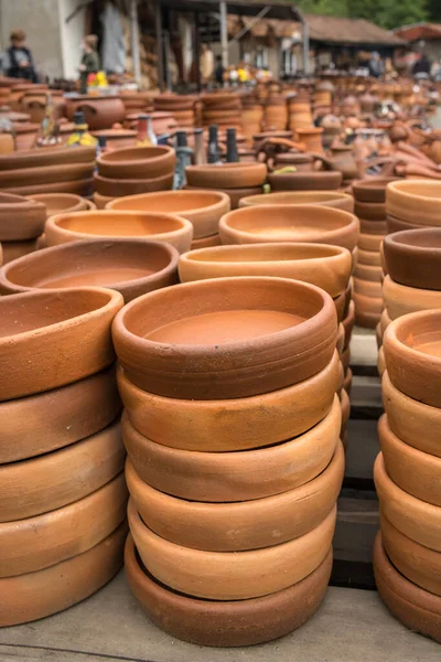 Cerâmica Tradicional Mercado Rua Shrosha Geórgia — Fotografia de Stock