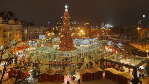 Kiev Ukraine Janvier 2022 Principal Sapin Noël Ukrainien 2022 Sur — Video