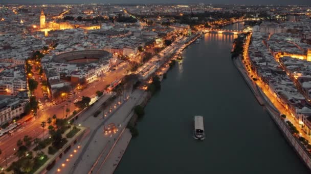 Seville Old Town Torre Del Oro Tower Cathedral Other Historic — Stockvideo