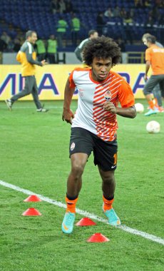 Futbol maçtan önce ısınma-up oyuncular