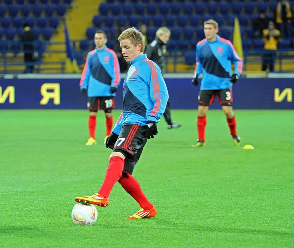 Metalist kharkiv vs bayer leverkusen overeenkomen met — Stockfoto