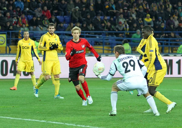 Metalist kharkiv vs bayer leverkusen overeenkomen met — Stockfoto