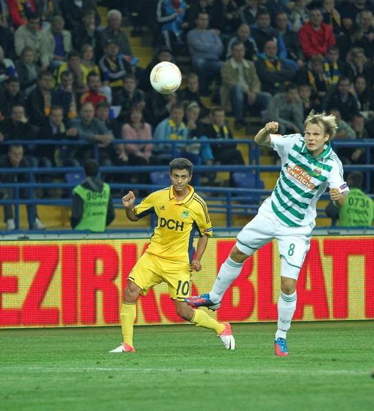 Metalist kharkiv vs rapid wien fotbollsmatch — Stockfoto