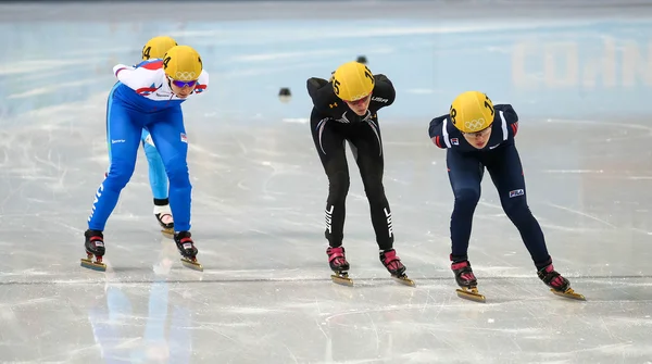 Panie 1000 m grzeje krótki utwór nagrzewa — Zdjęcie stockowe