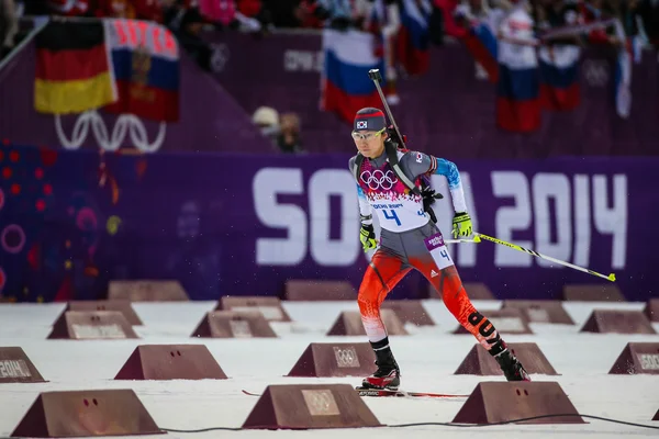 7,5 km Sprint der Biathletinnen — Stockfoto