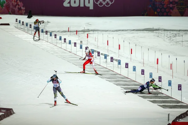 7,5 km Sprint der Biathletinnen — Stockfoto