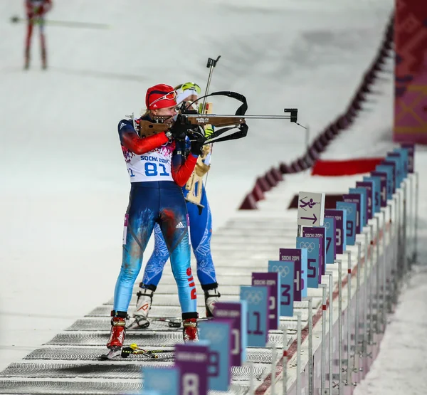 Biatlon kobiet w sprincie — Zdjęcie stockowe