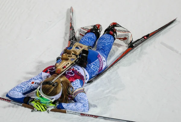 7,5 km Sprint der Biathletinnen — Stockfoto