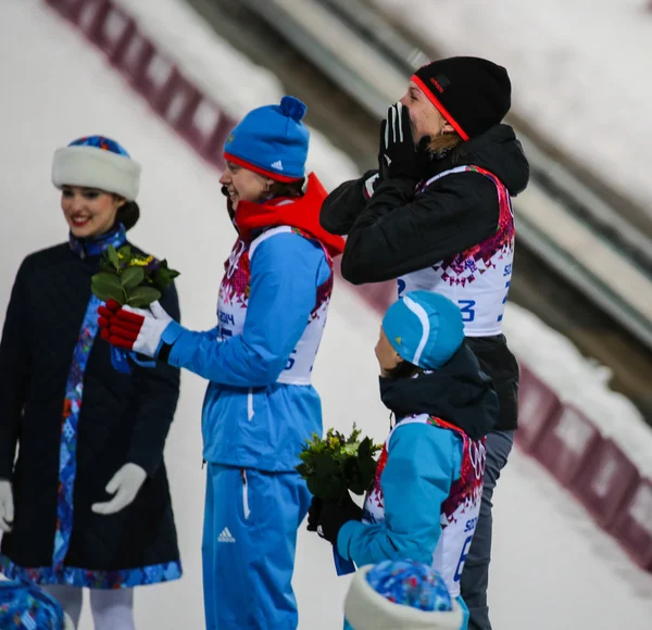 冬季两项女子 7.5 公里冲刺 (sprint) — 图库照片